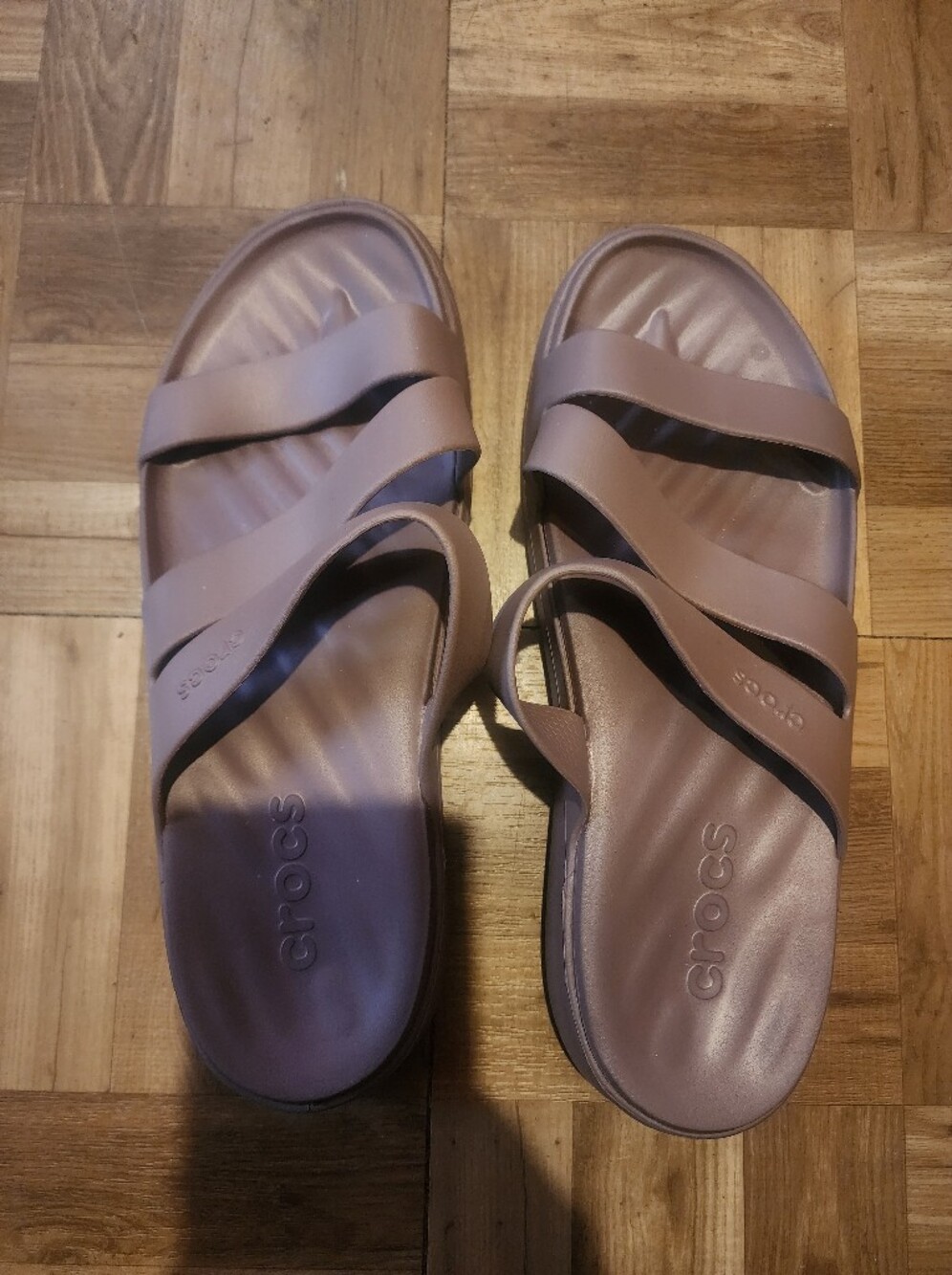 CROCS Women’s Multi-Strap Slide Sandals - Taupe
